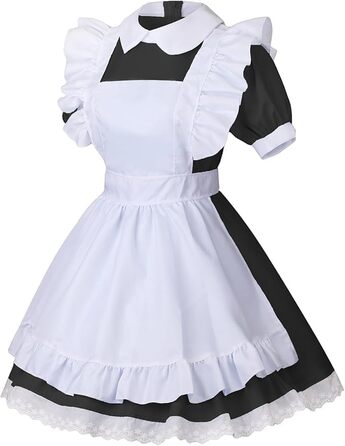 Костюм горничної MaxToonrain: Французьке плаття в стилі аніме Лоліта, костюм для жінок та дівчат (Чорний-Аліс, 6 шт., L)