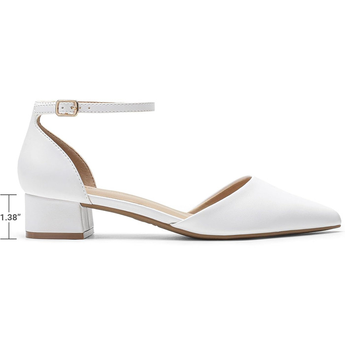 Жіночі туфлі-човники Dream Pairs на низьких підборах, білі, розмір 40.5 EU