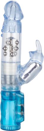 Вібратор Jack Rabbit з стимуляцією клітора, водонепроникний, блакитні плаваючі перлини