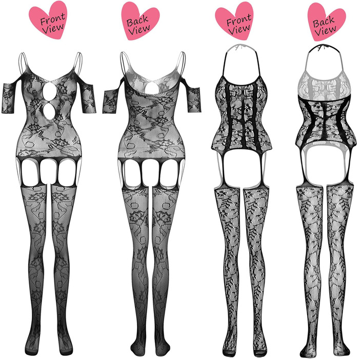 Чорна мереживна піжама з мереживом та шкарпетками для романтичних побачень (12 шт.)