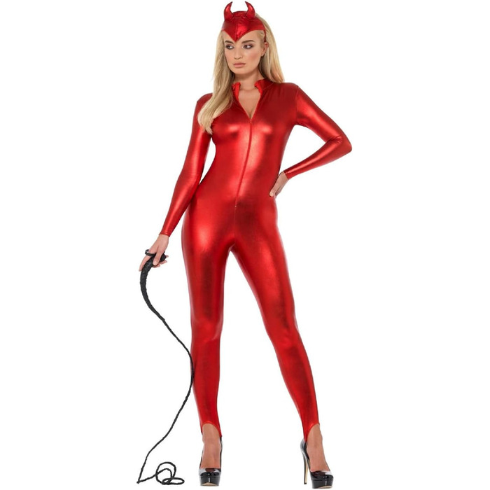 Костюм-комбінезон MIMIKRY Catsuit Rot Metallic Teufel Boxenluder Domina з лаку та шкіри, червоний, XS