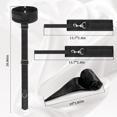 Набір для БДСМ-інтимних ігор для пар: набір для зв'язування, наручники, феттери, маска для очей, набори для зв'язування зап'ястя та шиї. 3 шт.