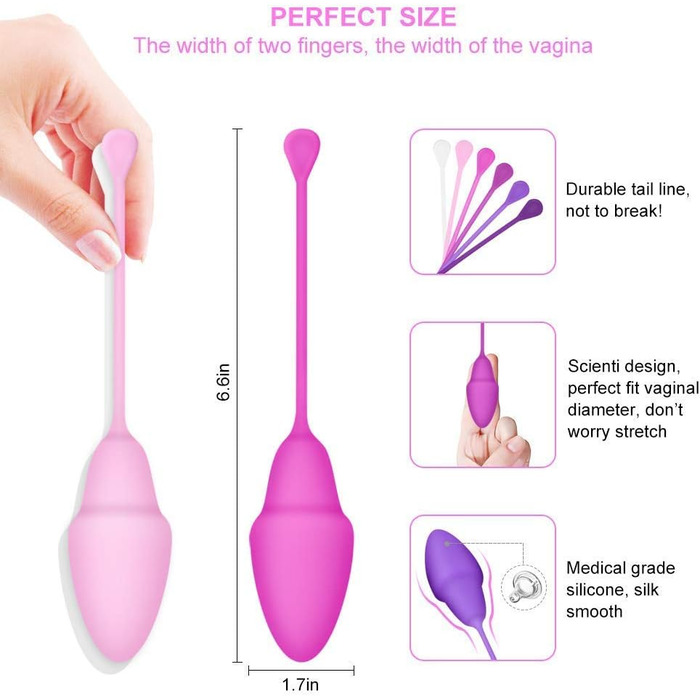 JIELUO Набір тренувальних кульок для підсилення м'язів тазу - 6 шт. для жінок. Тренування м'язів тазу, контроль сечовипускання, сили та координації. Силіконовий тренажер для жінок