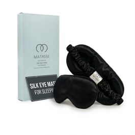 Шовкова маска для сну MATASSE 3D з натурального шовку Mulberry 22 момме (клас 6A), анатомічна маска з виїмками для очей, чорна, унісекс