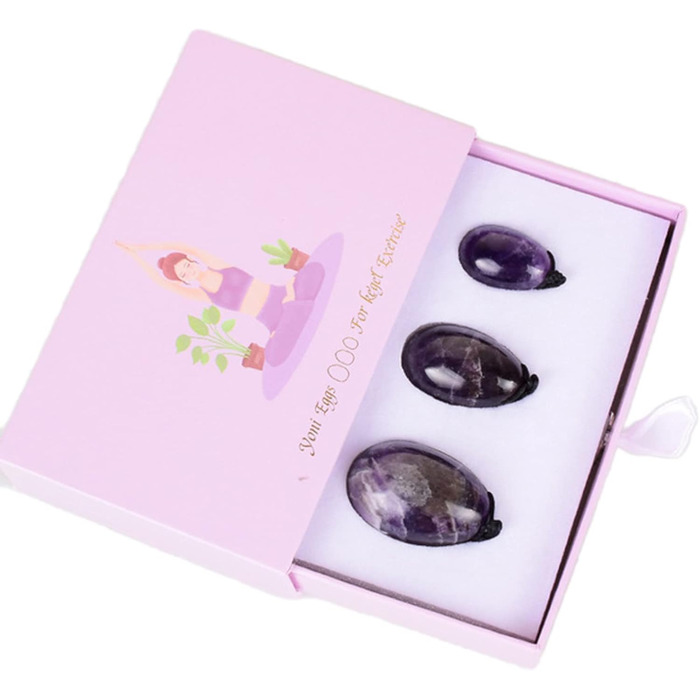 Аметистовий Yoni Egg Set: Яйце Yoni, Масажний М'яч, Набір для Кегель-вправ, для жінок
