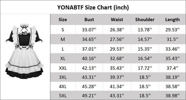 Костюм французької служниці YONABTF: сукня, фартух, хвіст, вушка, шкарпетки, комплект, 3XL, чорно-білий
