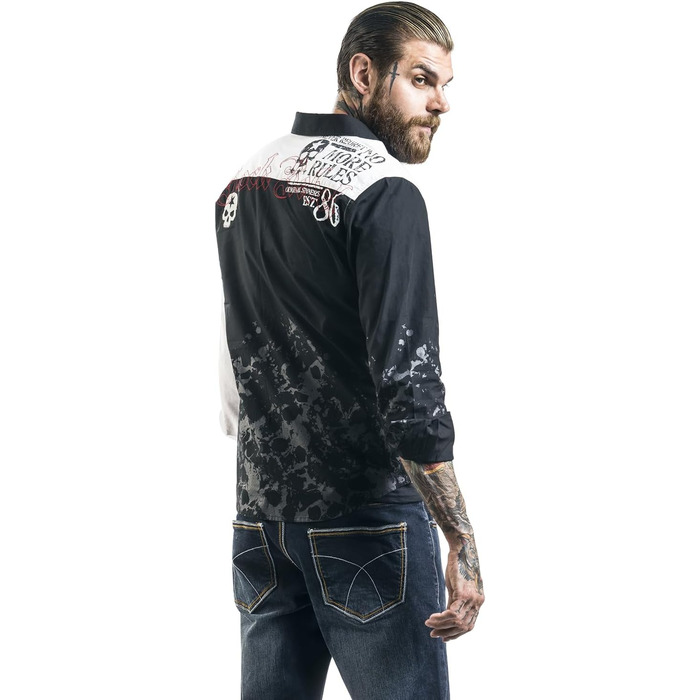 Чоловіча сорочка Rock Rebel з рок-принтом XXL чорно-біла