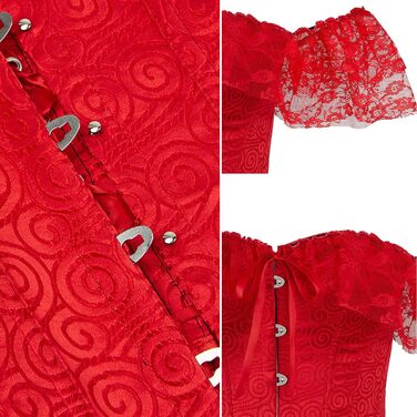 Жіночий корсет-топ CKJ Corage у стилі піратів/готика: вінтажний дизайн, великі розміри, червоний (M)