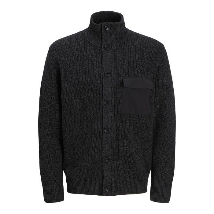 Чоловічий в'язаний кардиган Jack & Jones Jcomace Knit, чорний (Asphalt)