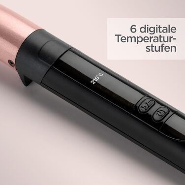 Конічний паяльник для волосся BaByliss Rose Quartz (13-25 мм) для натуральних локонів, керамічне покриття, 6 температурних режимів (160-210°C), C454E, рожево-чорний