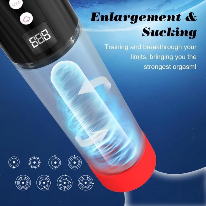 Електрична помпу для пеніса Seckoe, іграшка для чоловіків, автоматичне збільшення пеніса, 8 рівнів вакууму, перезаряджувана, повітряний насос-екстендер