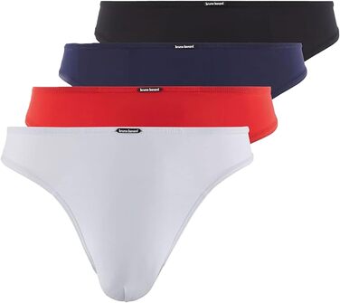 Труси чоловічі Bruno Banani 4 шт. - Мікрофібра, дихаюча тканина, низька посадка, чорний/темно-синій/червоний/білий