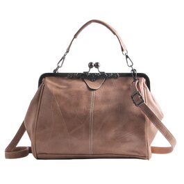 Жіноча ретро-сумка через плече з PU-шкіри, вінтажна сумка-тоут із застібкою-поцілунком та ручкою (Абрикосовий)