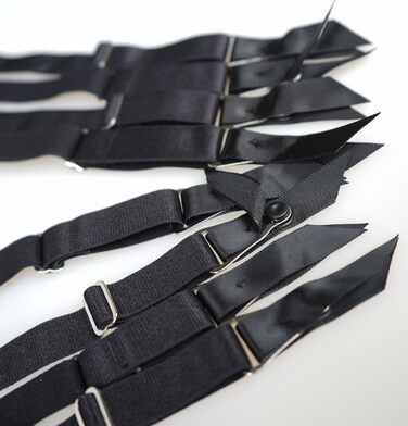 Жіночі стрічки для панчіх TVRtyle S5078S, 8 стрічок, чорний колір, з металевими пряжками