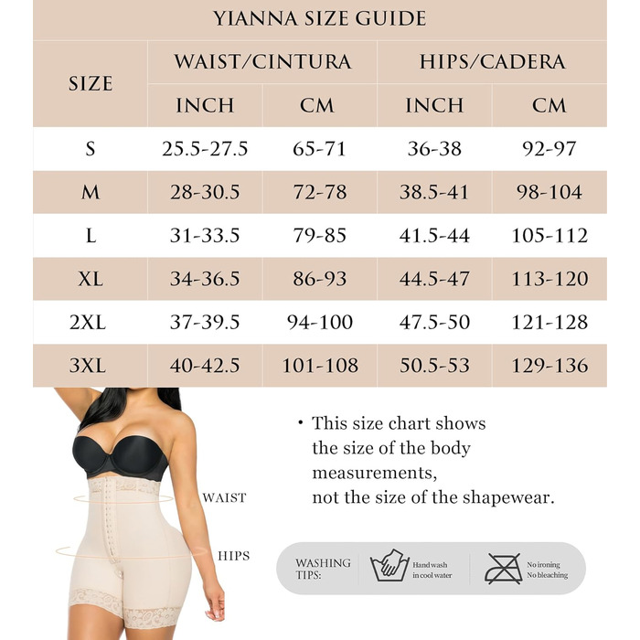Корсет-боді YIANNA для корекції фігури, висока компресія, без бретелек, бежевий (M)