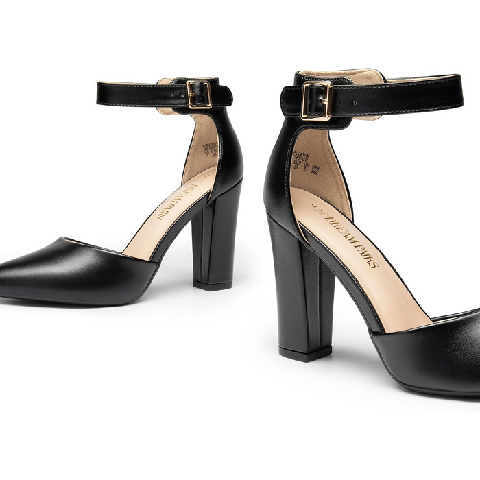 Жіночі туфлі-човники Dream Pairs із закритим носком, чорні (PU-шкіра), розмір 39 EU