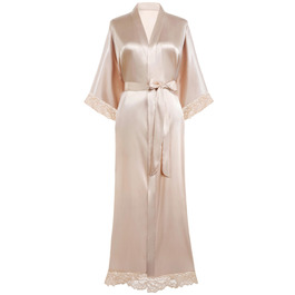 Халат BABEYOND з атласу, довгий, шовковистий, з мереживом, для наречених та гостей весілля, легкий, універсальний розмір, великі розміри, колір шампань
