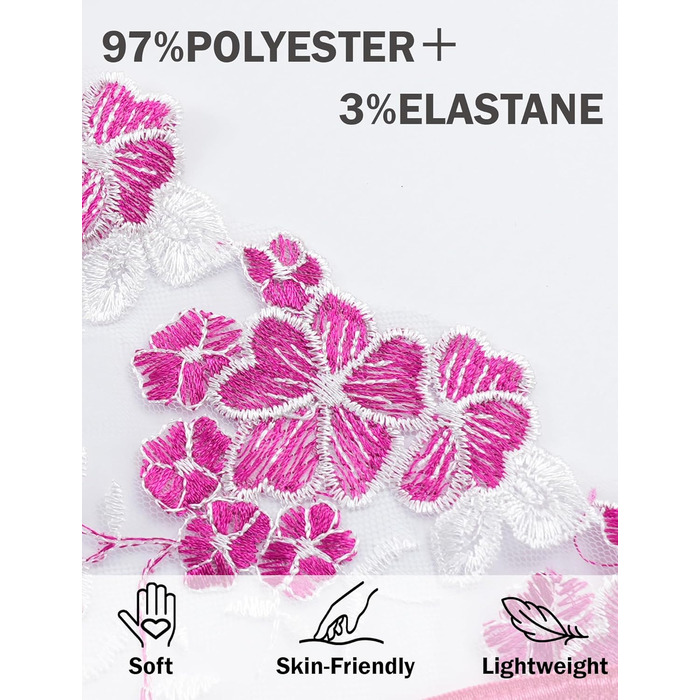 AEAU Комплект жіночої білизни: мереживний бюстгальтер та танга, прозорий, push-up, мереживний, квітковий, бралетта, S-XL (Рожевий, XL)