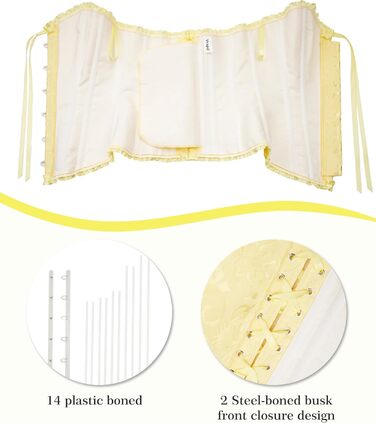 Корсет жіночий - бюстєль-корсет, топ для жінок, повномірний корсаж, шнурування, талія, спідня білизна - Ельфійський жовтий - розмір XS