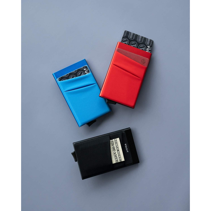 Чоловічий картхолдер VULKIT з RFID/NFC захистом, міні-гаманець для 5-7 карт та купюр, чорний