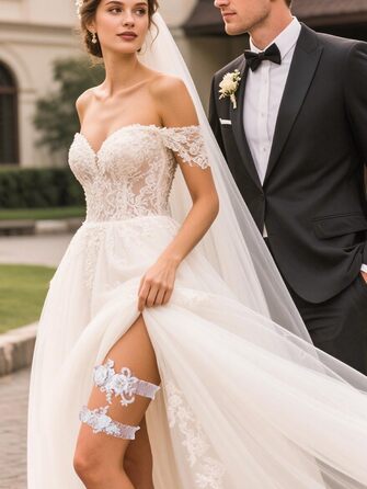 Стрічка для волосся нареченої Campsis, мереживна, для весілля