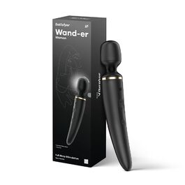 Satisfyer Wand-er Woman: Масажер для тіла з 50 вібраційними режимами | Секс-іграшка, тихий та потужний | Електронний масажер для жінок та чоловіків | Компактний вібратор для всього тіла | Чорний колір, 1 шт.
