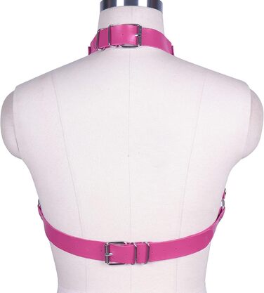 Жіночий шкіряний халат для тіла Petmhs, повне покриття, готичний, панк, пояс для грудей (рожевий)