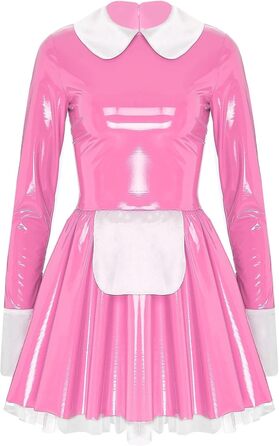 Костюм косплею: Французьке горничне плаття для жінок, рожевий, довгі рукави, A-силует, рожевий, розмір L