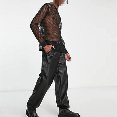 Чоловіча футболка Deepsko з сітки на довгі рукави, вільний крій, однотонна, стильна