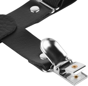 Чорні мереживні напульчники для ніг з кліпсами Beautyflier, PU-шкіра, еластичні, готичний стиль, універсальний розмір