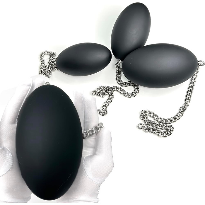 Анальний плагін Jixaxe з ланцюгом, анальні кулі, анальний ділдо, buttplug, великі анальні плагіни з гіпоалергенного силікону, секс-іграшка для жінок та чоловіків, 3 розміри S/M/L, анальні плагіни, секс-іграшки (M: Ø7,5cm)