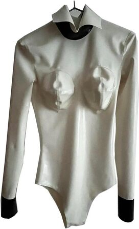 Латексний боді з 3D-грудьми для чоловіків та жінок, білий, ручної роботи, XXXL