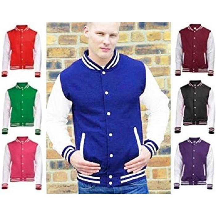 Чоловіча куртка-бомбер Varsity Jacket Just Hoods by AWDis, червона, розмір M