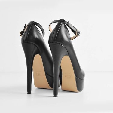 Жіночі туфлі-човники Only Maker на платформі з блискітками, модель Mary Jane зі стріпкою, шпилька, чорні, розмір 46 EU