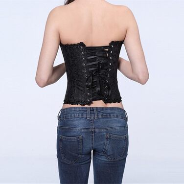 Корсетний топ PhilaeEC для жінок, великі розміри, атлас з квітковим візерунком, з кісточками, бюстгальтер-ліф, чорний