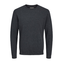 Чоловічий трикотажний джемпер Jack & Jones JJ Basic Knit Crew Neck Noos, темно-сірий меланж, розмір L
