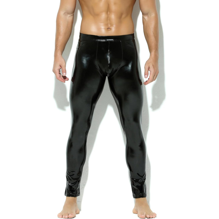Чоловічі шкіряні лосини Bodywear4you з ефектом лак-латексу, облягаючі штани Meggings, чорні