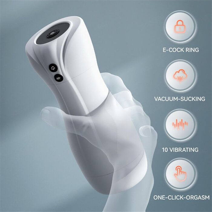 Масажер для чоловіків з 10 вібраціями, 4 режимами всмоктування та функцією нагріву. 3D силікон, стимулятор пеніса, чорний