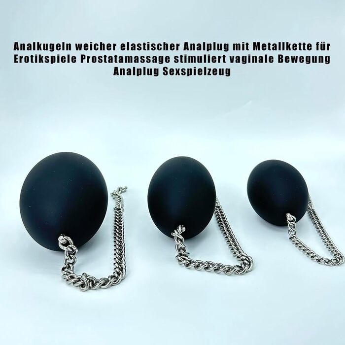 Анальний плаг з силікону у формі яйця з ланцюжком, анальні кульки, силіконовий дildo, великі яйця для анального сексу, мастурбація для жінок та чоловіків