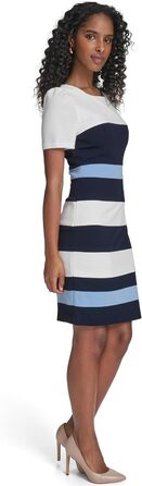 Сукня міні Tommy Hilfiger жіноча смугаста з крепу-шифону, колір: слонова кістка/блакитний/світло-блакитний, розмір 42