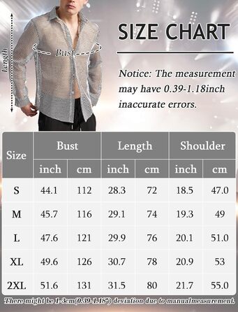 Чоловіча сітка-сорочка AIEOE: прозора сорочка з сітки, ідеальна для вечірок та свят, сірого кольору (S)