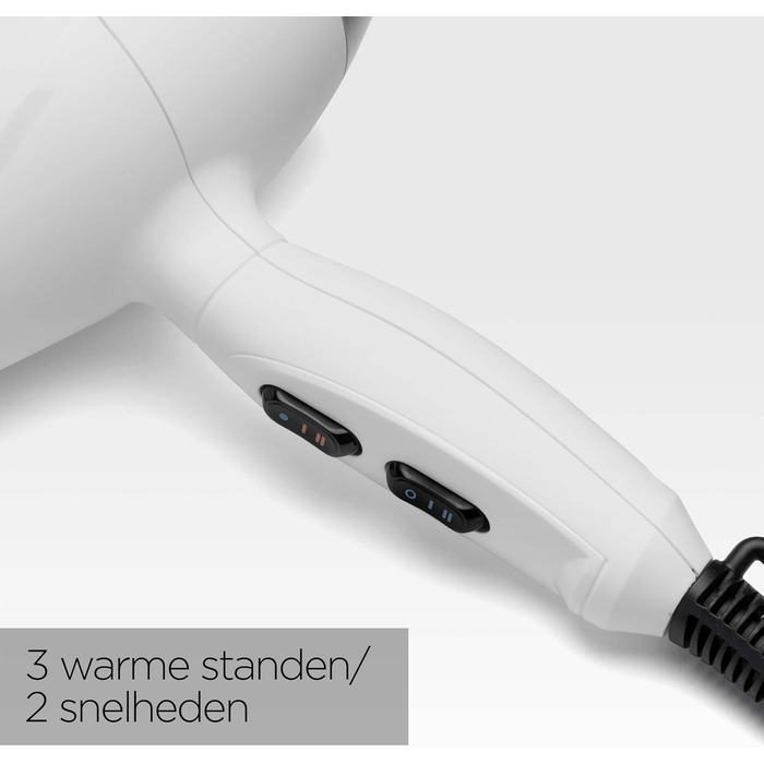 Професійний фен для волосся BaByliss Speed Pro 2000W з іонізацією Anti-Frizz, 3 температурні та 2 швидкісні режими, білий, 6704WE