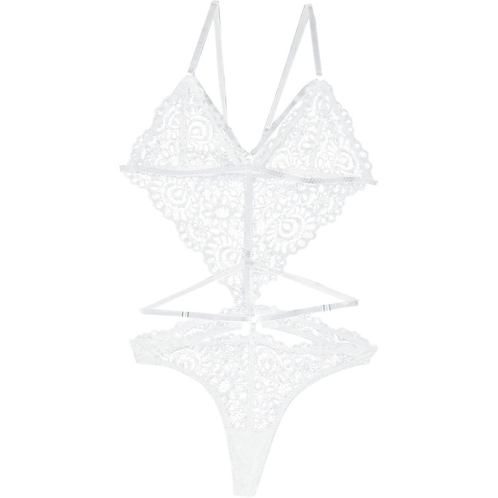 Піжамний комплект для жінок: короткий штанний халат з штангами, сексуальна спідня білизна, комплект спідньої білизни з бюстгальтером push-up та стрингами (20240305cmhqq542weißj, S)