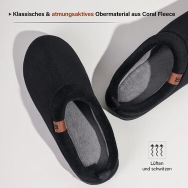 Чоловічі домашні капці MERRIMAC з ефектом пам'яті Memory Foam, протиковзні та зручні, колір темно-чорний, розмір 41/42 EU
