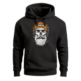 Чоловічий худі Neverless Moin Skull з принтом черепа, компаса та вітрози, чорний, розмір L