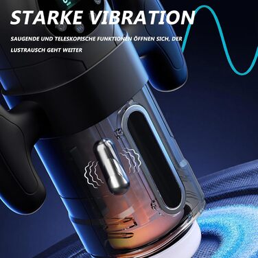 Електричний мастурбатор для чоловіків з телескопічною функцією та сукцією, 9 вібрацій. Іграшка для дорослих, для соло-використання