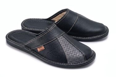 Чоловічі шкіряні домашні капці ESTRO Slipper — зручні та комфортні тапочки для чоловіків, сірі, розмір 46 EU