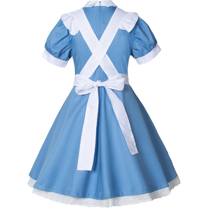 Костюм для косплею в стилі аніме Lolita, французька служниця, 6 предметів: спідниця, рукавички, головний убір, шкарпетки, XXL, блакитний