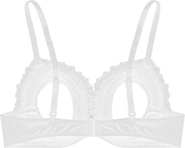 Жіночий бюстгальтер з відкритим декольте GRRKDFQ, мереживний, білий, розмір A XL