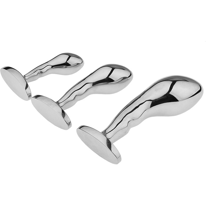 Анальний дildo з нержавіючої сталі, 3 розміри (S/M/L), вигнутий, для чоловіків та жінок, анальний масажер, SM іграшка, сріблястий